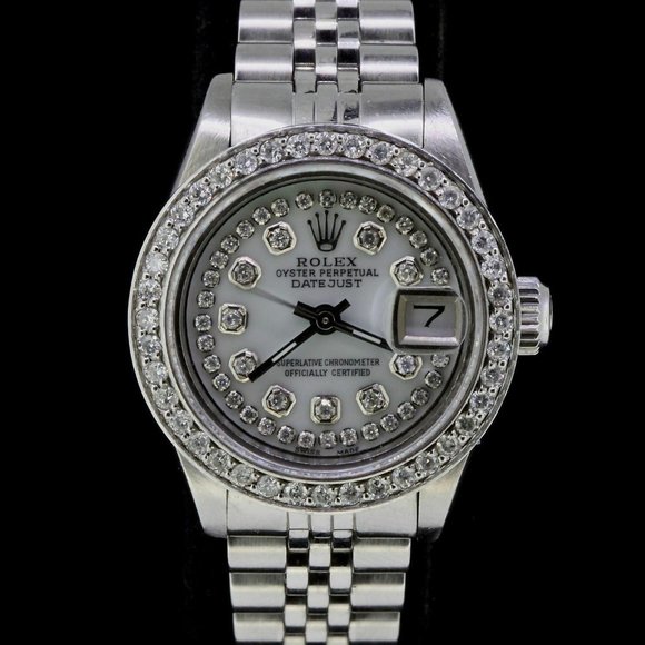 Rolex Ladies Date Datejust Oyster Stainless Diamond Dial Bezel Watch main image 5